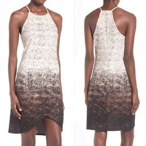 NWT June & Hudson Ombré Black Cross Hatch Pique Knit Halter Neck Dress